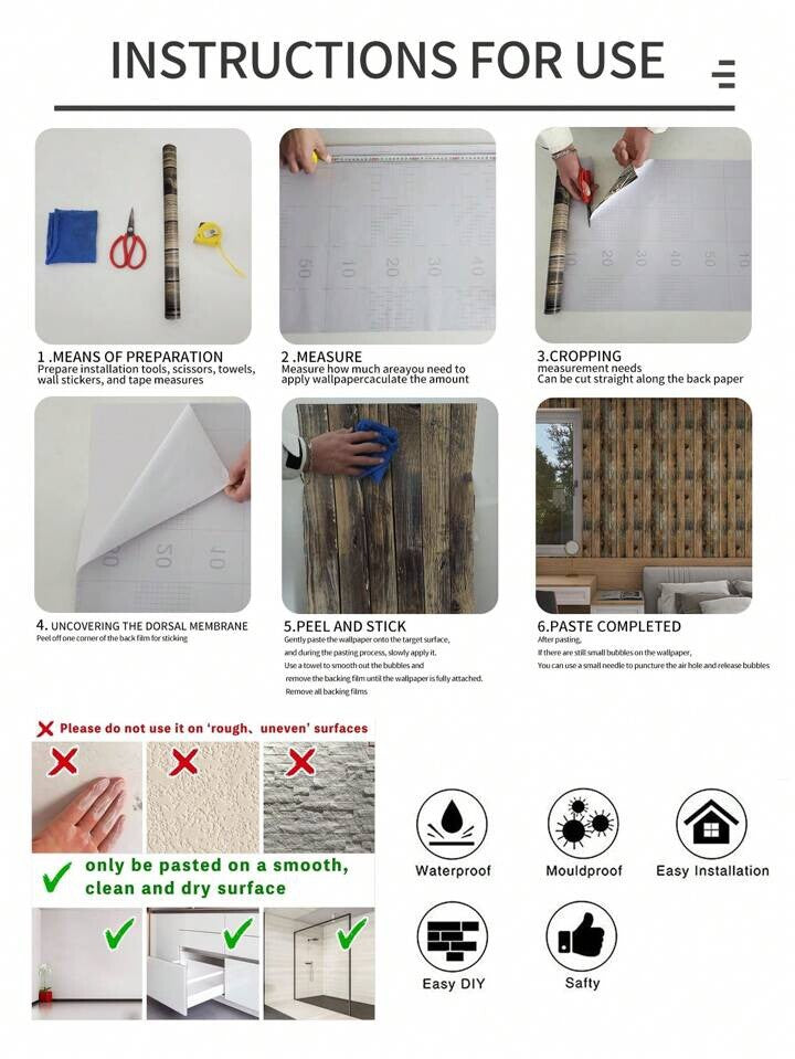 Bamboo Wallpaper Black White Modern Peel Stick Home Decor Minimalist Design