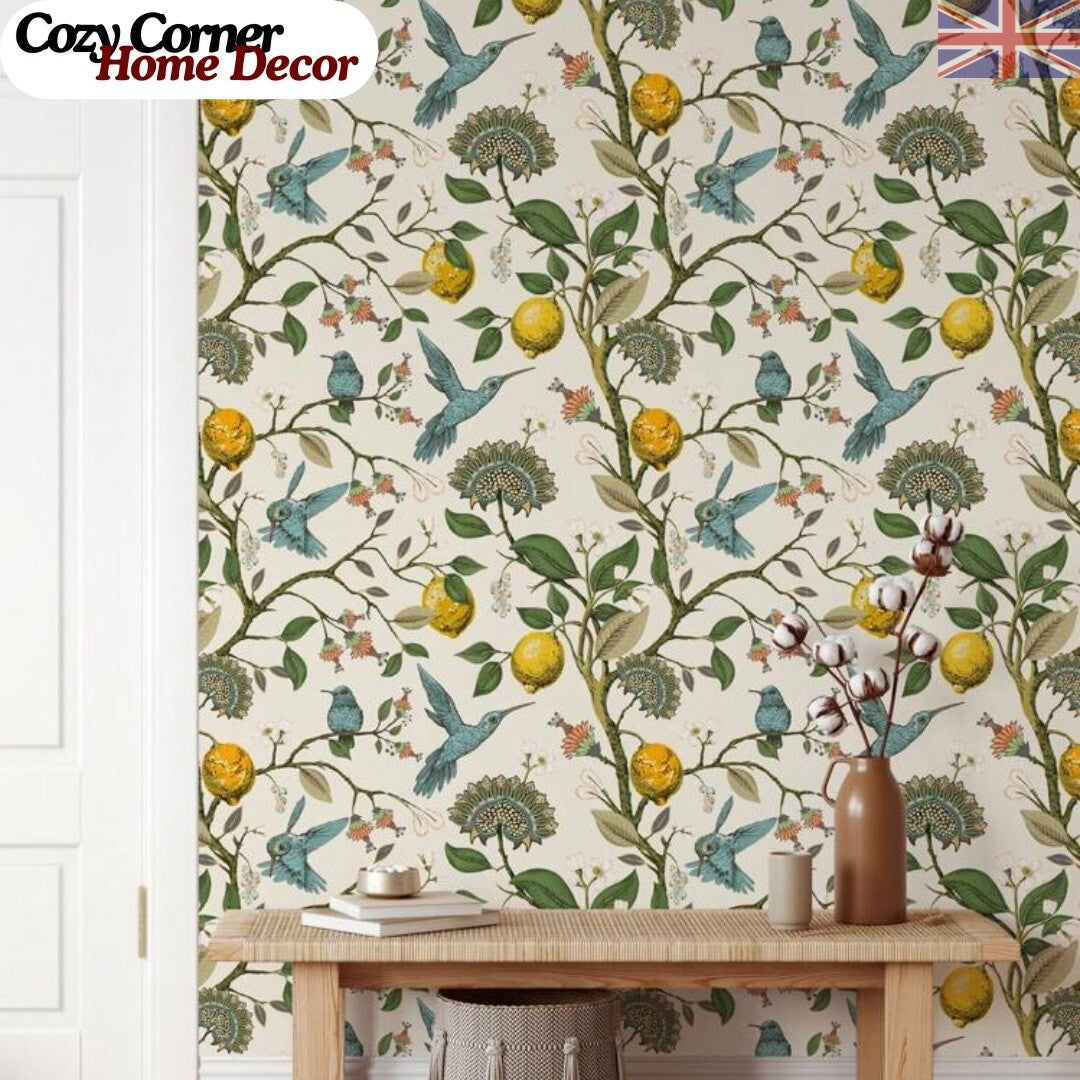 Bird Floral Wall Mural Self Adhesive Peel Stick Wallpaper Accent Decor Roll