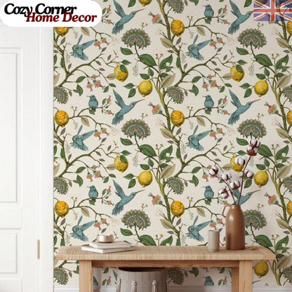 Bird Floral Wall Mural Self Adhesive Peel Stick Wallpaper Accent Decor Roll