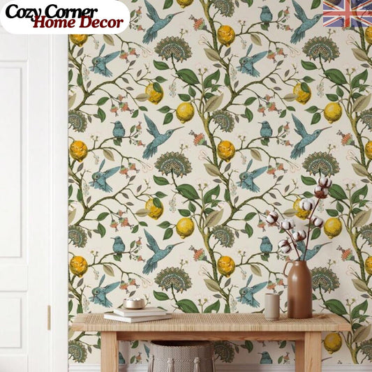 Bird Floral Wall Mural Self Adhesive Peel Stick Wallpaper Accent Decor Roll