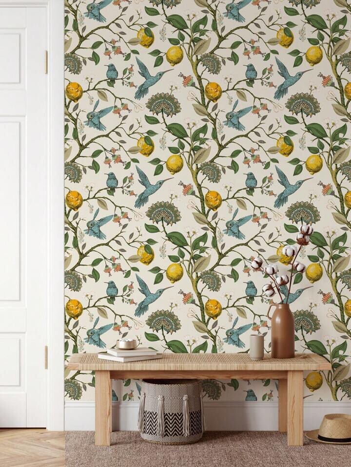 Bird Floral Wall Mural Self Adhesive Peel Stick Wallpaper Accent Decor Roll