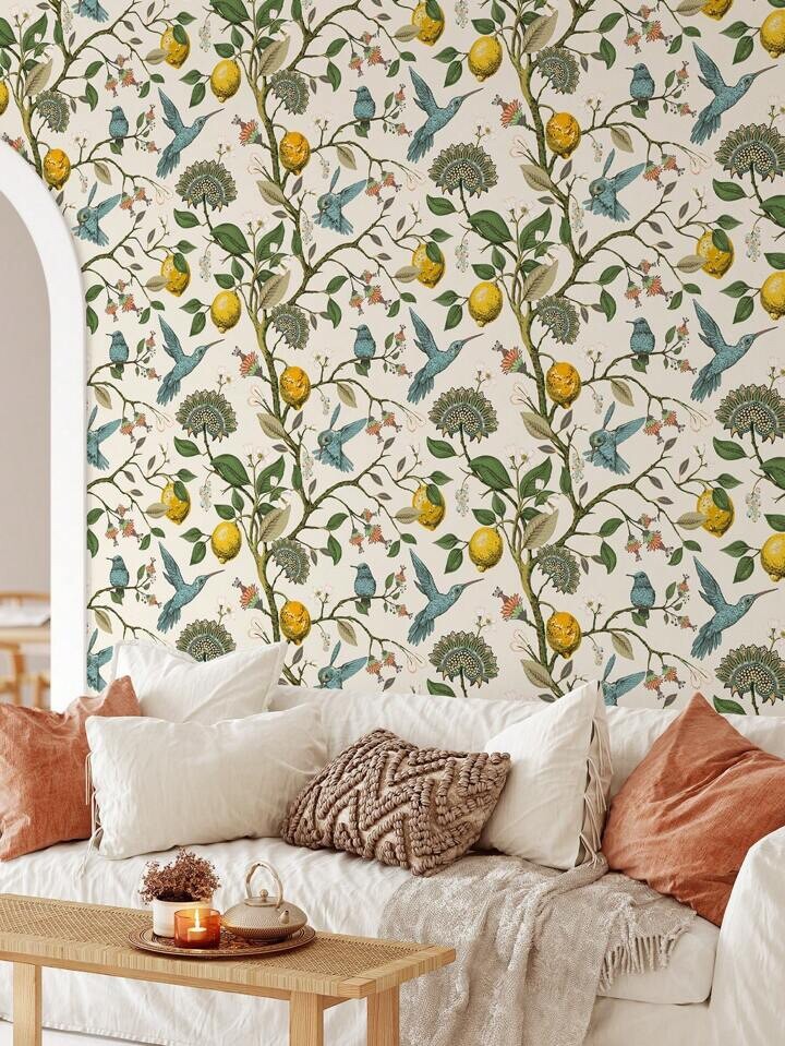 Bird Floral Wall Mural Self Adhesive Peel Stick Wallpaper Accent Decor Roll