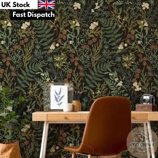 Vintage Dark Floral Peel & Stick Wallpaper Roll Botanical Self Adhesive Decor