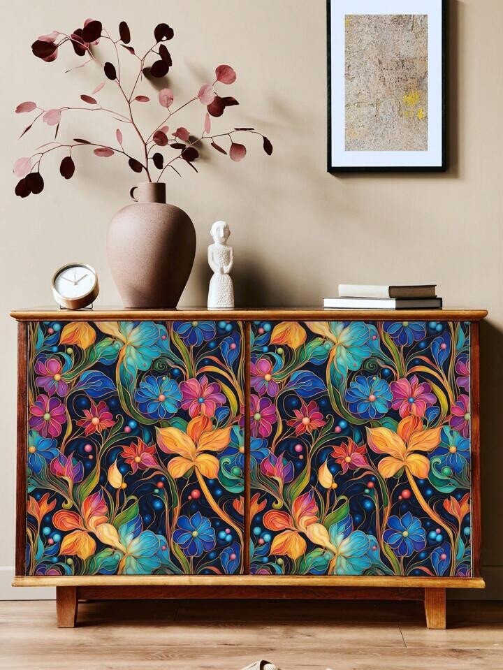 Vibrant Floral Peel & Stick Wallpaper Removable Art Deco Wall Decor – Colourful