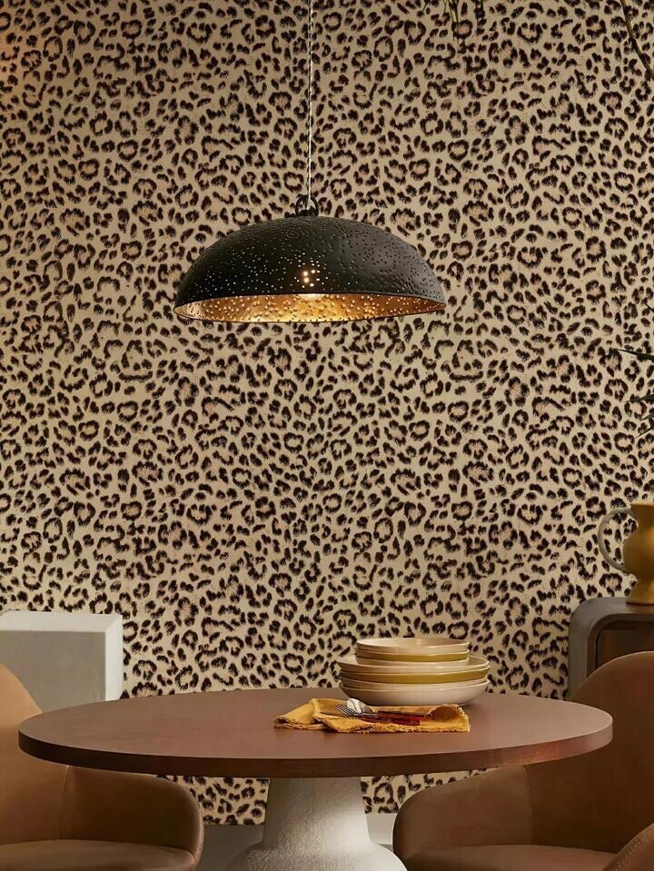 Leopard Print Beige Wallpaper Stylish Animal Pattern Bold Decor Wall Covering