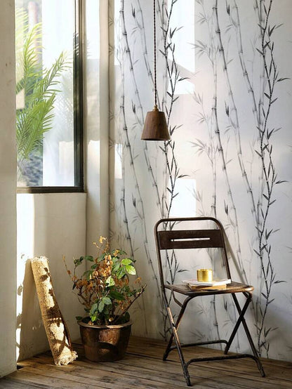 Bamboo Wallpaper Black White Modern Peel Stick Home Decor Minimalist Design
