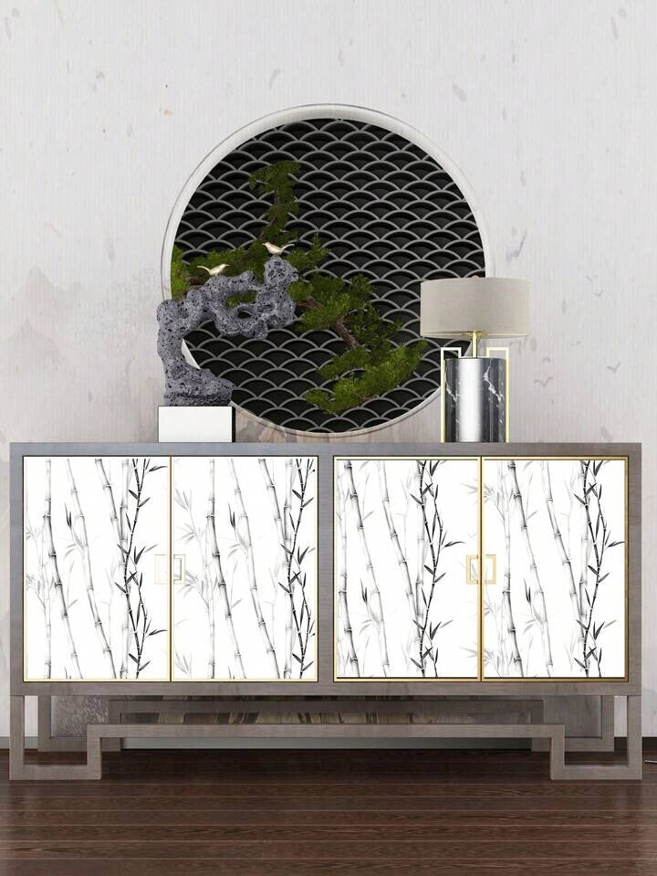 Bamboo Wallpaper Black White Modern Peel Stick Home Decor Minimalist Design