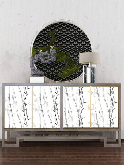 Bamboo Wallpaper Black White Modern Peel Stick Home Decor Minimalist Design