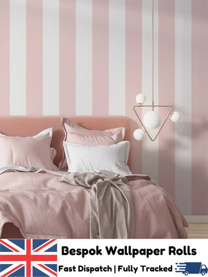 Modern Pink & White Stripe Wallpaper Peel & Stick Self Adhesive Wall Covering