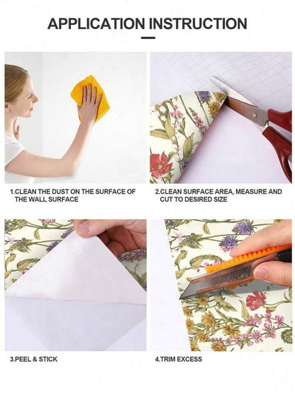 Luxury Botanical Peel & Stick Wallpaper Removable Floral Self Adhesive Mural