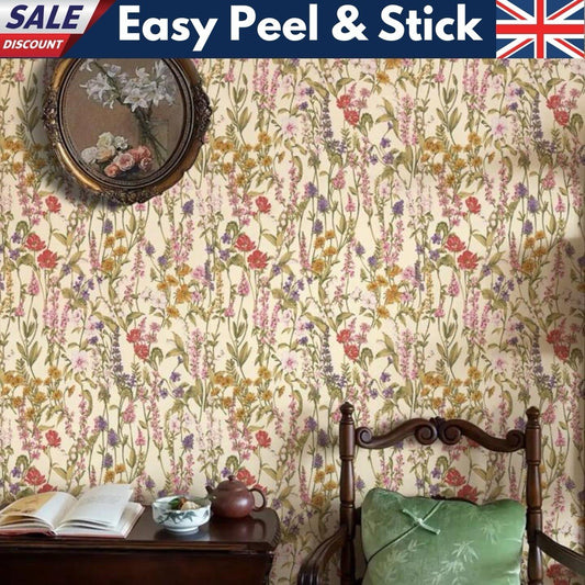 Vintage Floral Wallpaper Retro Cottagecore Wall Decor Traditional Style Home