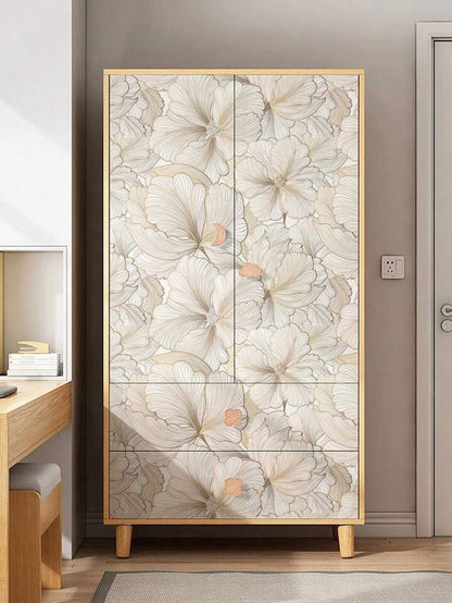 Beige Floral Wallpaper Roll Self Adhesive Minimalist Peel & Stick Wall Decor