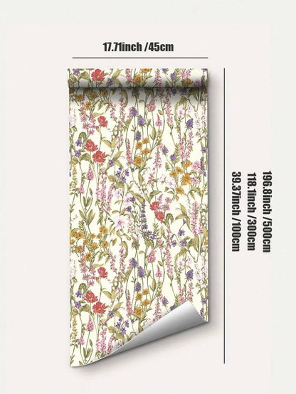 Vintage Floral Wallpaper Roll Botanical Peel Stick English Garden Self Adhesive