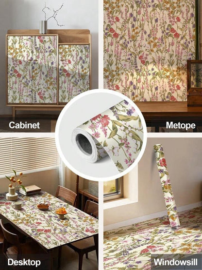 Vintage Floral Wallpaper Roll Botanical Peel Stick English Garden Self Adhesive