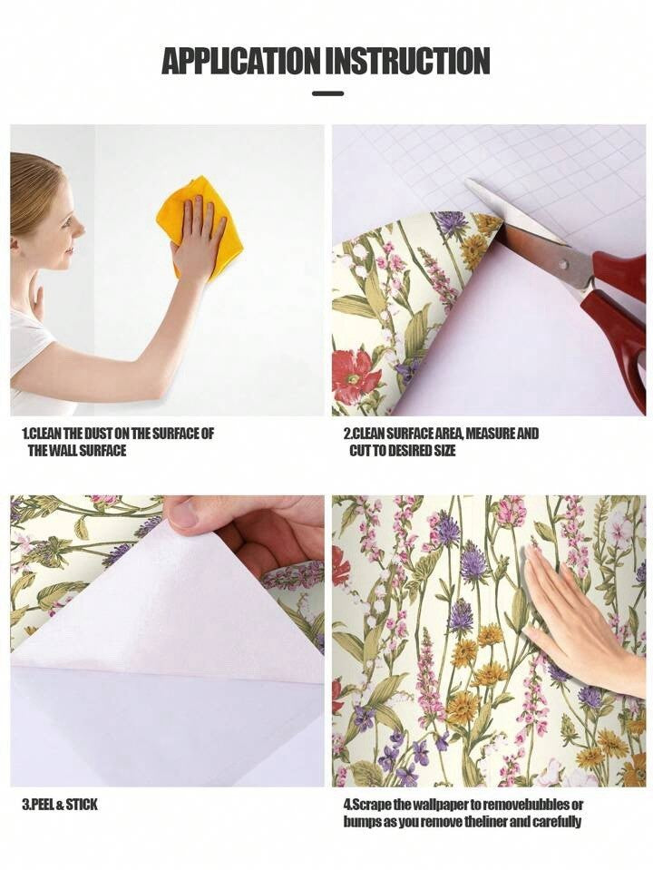 Vintage Floral Wallpaper Roll Botanical Peel Stick English Garden Self Adhesive