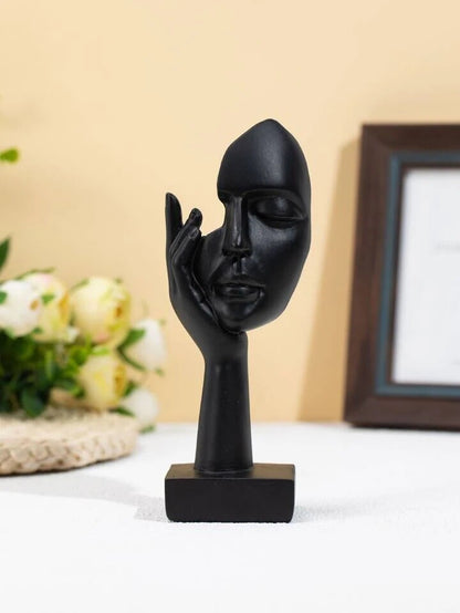 Black Abstract Face Sculpture Resin Modern Art Statue Home Decor Gift