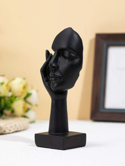 Black Abstract Face Sculpture Resin Modern Art Statue Home Decor Gift