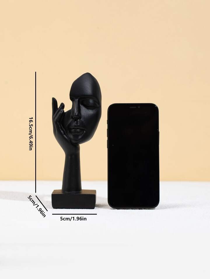 Black Abstract Face Sculpture Resin Modern Art Statue Home Decor Gift