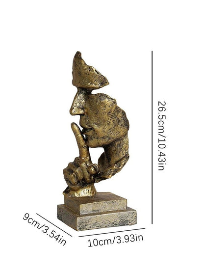 Gold Silence Face Sculpture Abstract Resin Statue Modern Art Home Decor Gift