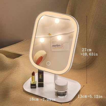 LED Makeup Mirror Touch Control Dimmable Light USB Rechargeable Vanity Tabletop