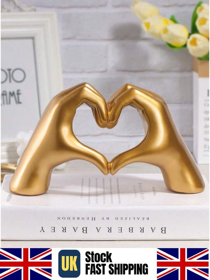 Gold Hand Heart Sculpture Modern Resin Love Statue Abstract Art Decor Gift