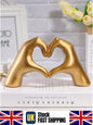 Gold Hand Heart Sculpture Modern Resin Love Statue Abstract Art Decor Gift