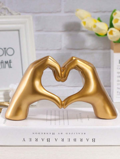 Gold Hand Heart Sculpture Modern Resin Love Statue Abstract Art Decor Gift