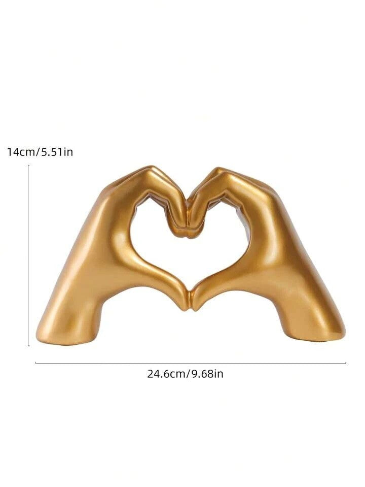 Gold Hand Heart Sculpture Modern Resin Love Statue Abstract Art Decor Gift