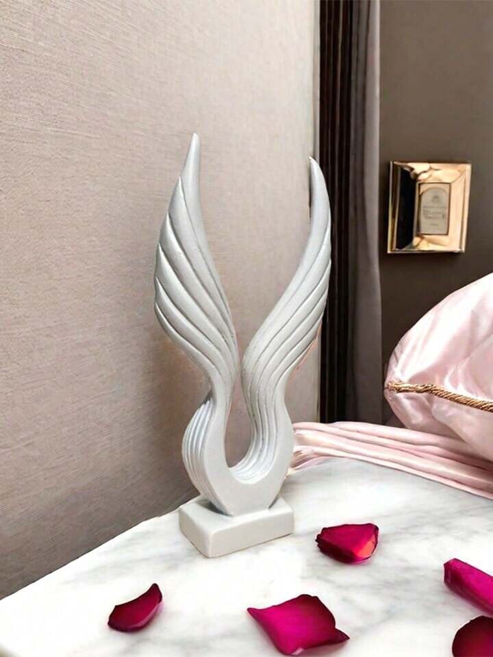 White Angel Wings Sculpture Modern Resin Abstract Art Home Decor Gift