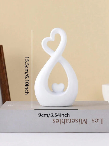 White Heart Sculpture Modern Abstract Resin Love Statue Romantic Home Decor