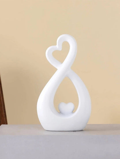 White Heart Sculpture Modern Abstract Resin Love Statue Romantic Home Decor
