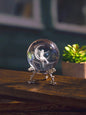 Fairy Crystal Ball Glass Ornament Crescent Moon Decor Gift with Metal Stand