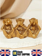 Gold Three Wise Monkeys Figurine Resin See Hear Speak No Evil Home Decor