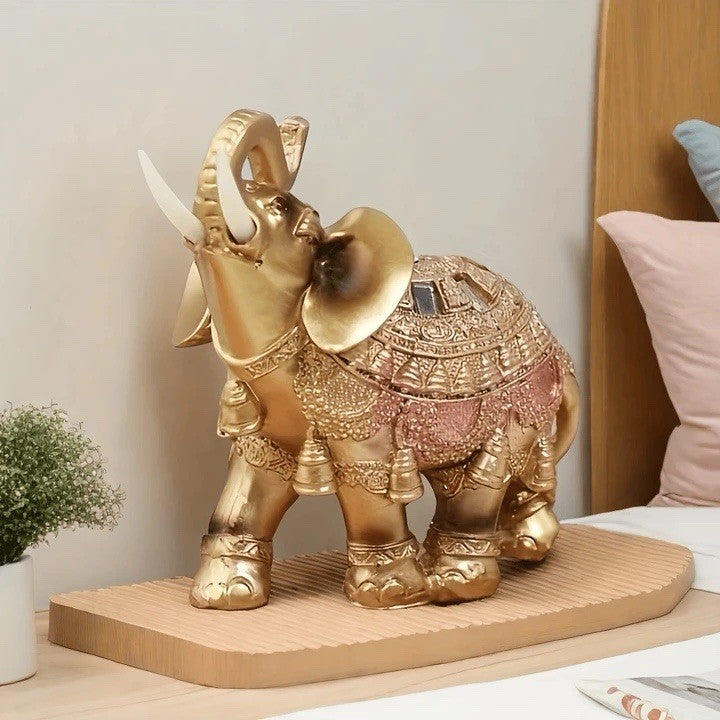 Large Gold Elephant Statue Ornate Feng Shui Ornament Luxury Home Decor Gift