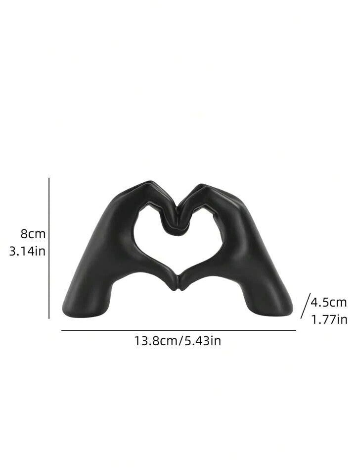Black Heart Hand Sculpture Resin Romantic Love Gesture Modern Table Decor Gift