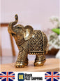 Gold Elephant Statue Ornate Feng Shui Figurine Lucky Home Decor Prosperity Gift