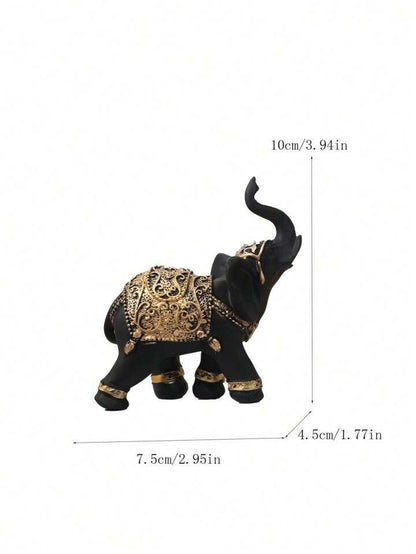 Black and Gold Elephant Statue Elegant Ornament Lucky Feng Shui Home Decor Gift