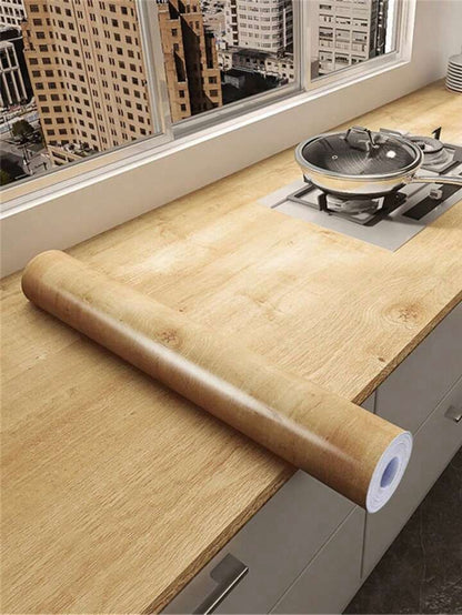Adhesive Oak Wood Grain Vinyl Wrap Kitchen Worktop Cupboard Covering Sheet