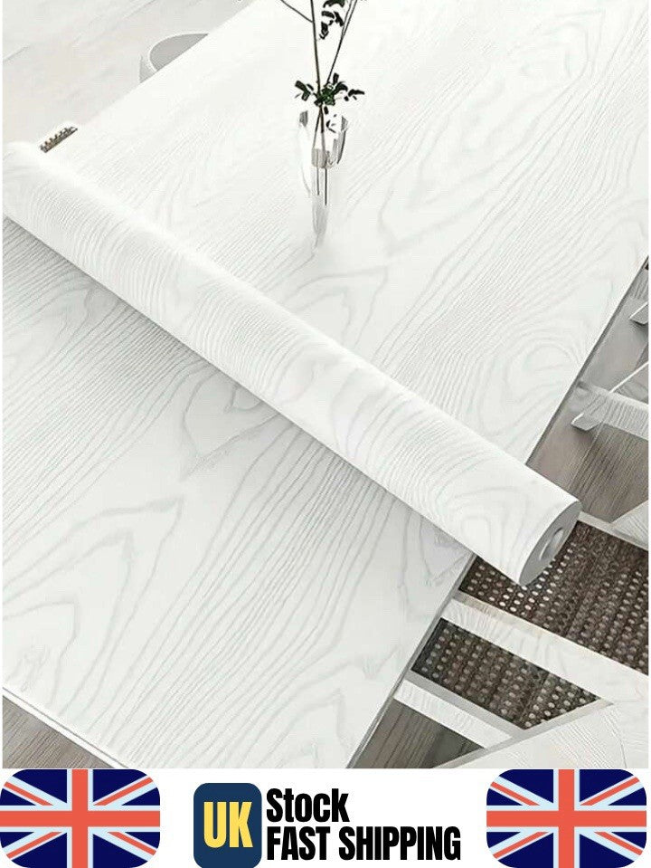 White Wood Effect Vinyl Wrap Self Adhesive Sticky Back PVC Covering Sheet