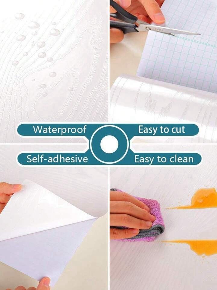 White Wood Effect Vinyl Wrap Self Adhesive Sticky Back PVC Covering Sheet