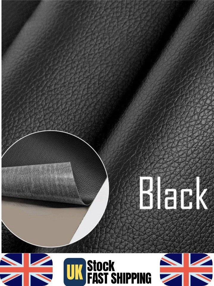 Black Leather Vinyl Wrap Self Adhesive Textured Sticker Furniture Covering