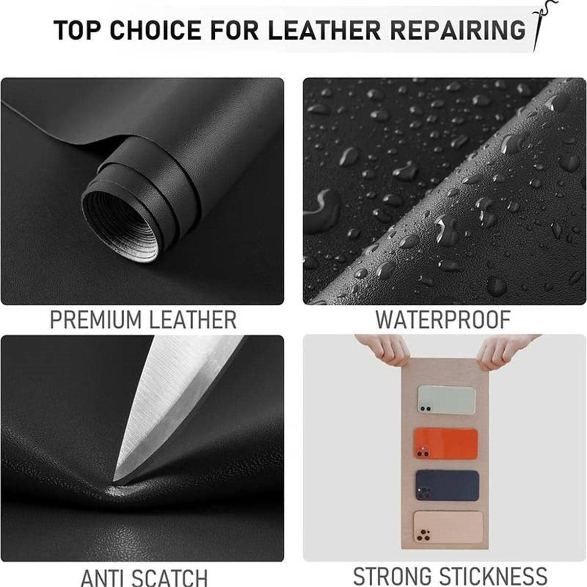 Black Leather Vinyl Wrap Self Adhesive Textured Sticker Furniture Covering