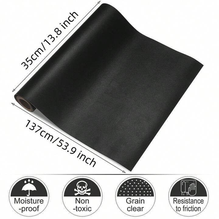 Black Leather Vinyl Wrap Self Adhesive Textured Sticker Furniture Covering