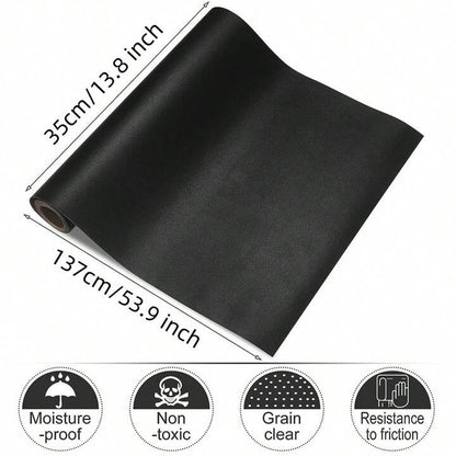 Black Leather Vinyl Wrap Self Adhesive Textured Sticker Furniture Covering