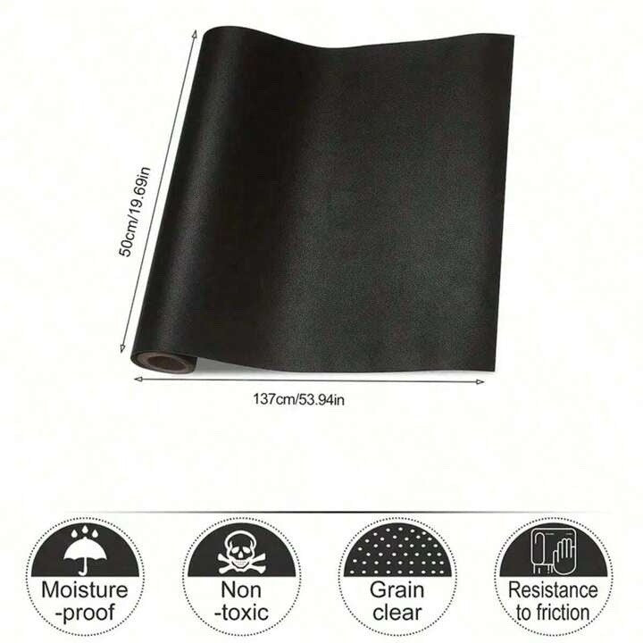 Black Leather Vinyl Wrap Self Adhesive Textured Sticker Furniture Covering