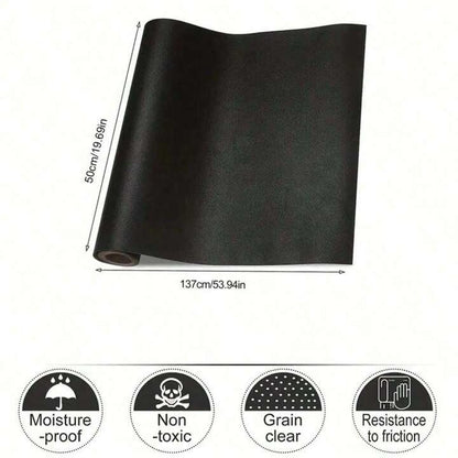 Black Leather Vinyl Wrap Self Adhesive Textured Sticker Furniture Covering