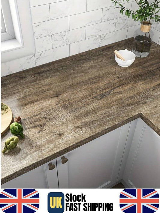 Rustic Dark Wood Vinyl Wrap Self Adhesive Worktop Countertop Sticker Waterproof
