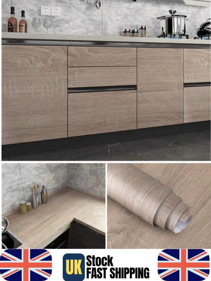 Light Oak Vinyl Wrap Self Adhesive Cupboard Worktop Waterproof Wood Effect