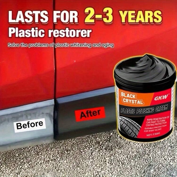 Car Plastic Restorer Trim Polish Black Shine Reviver for Faded Bumpers & Panels